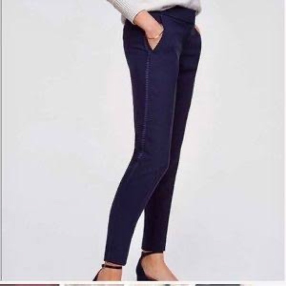 Loft Marissa pant with ribbon trim size 00 navy - Picture 7 of 8